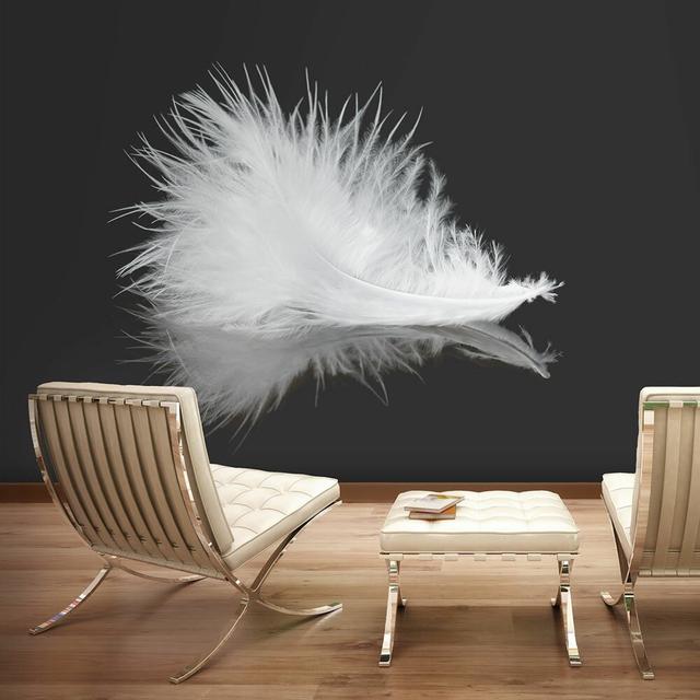 White Feather 2.31m x 300cm Wallpaper East Urban Home Size: 300 cm x 231 cm on Productcaster.