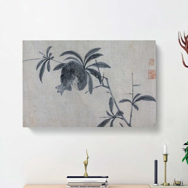 Pomegranate Tree by Shen Zhou - Wrapped Canvas Painting East Urban Home Size: 50cm H x 76cm W x 3cm D on Productcaster.