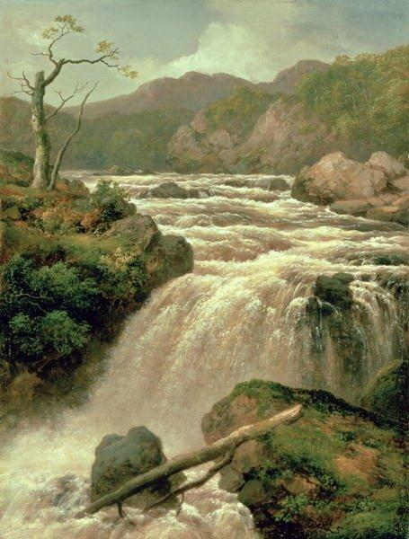 Waterfall on River Neath, South Wales, 19th Century by James Burrell Smith - Unframed Art Print on Paper East Urban Home Size: Medium on Productcaster.