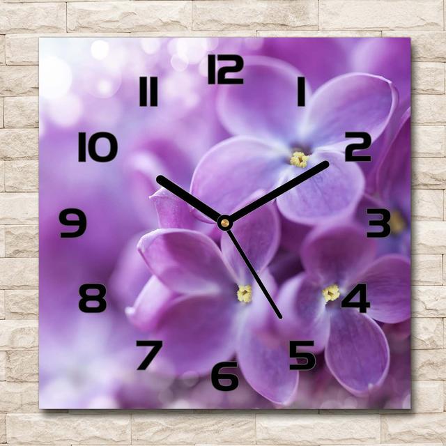 Helyn Lilac Flowers Silent Wall Clock East Urban Home Colour: Black/Purple on Productcaster.