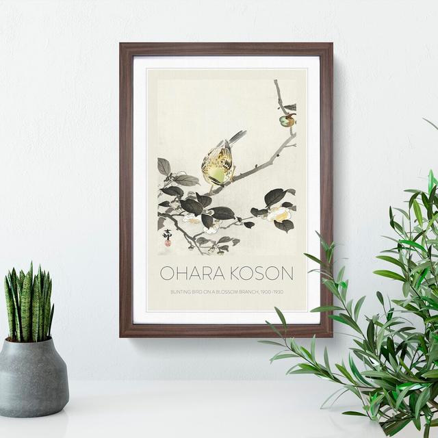 Bunting Bird on a Blossom Branch by Ohara Koson - Picture Frame Art Prints East Urban Home Frame Option: Walnut, Size: 65cm H x 48cm W x 2cm D on Productcaster.