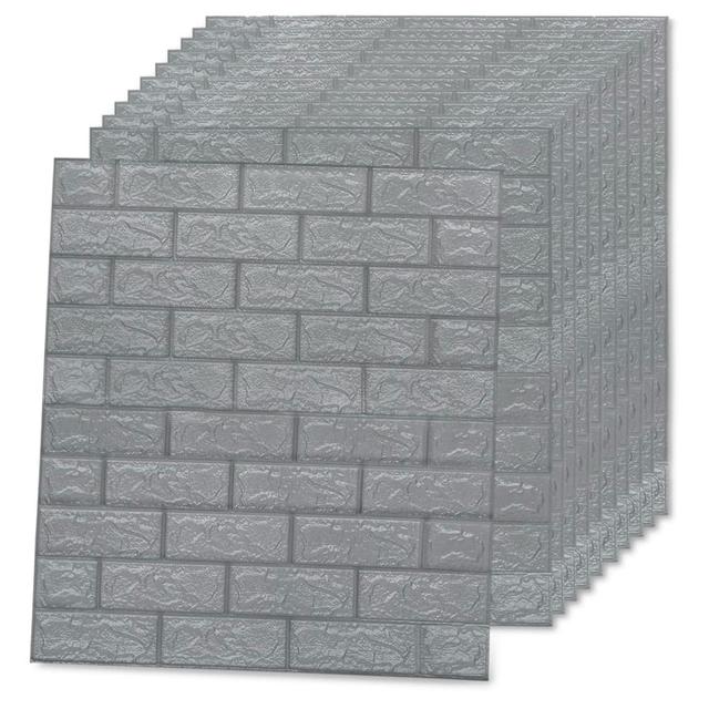 Adam-Jesse 3D Wallpaper Bricks Self-Adhesive 40 Pcs (Set of 40) Williston Forge Colour: Anthracite on Productcaster.