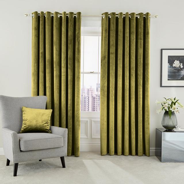 Escala Eyelet Room Darkening Curtains (Set of 2) Helena Springfield Colour: Olive, Panel Size: Width 167 x Drop 137 cm on Productcaster.