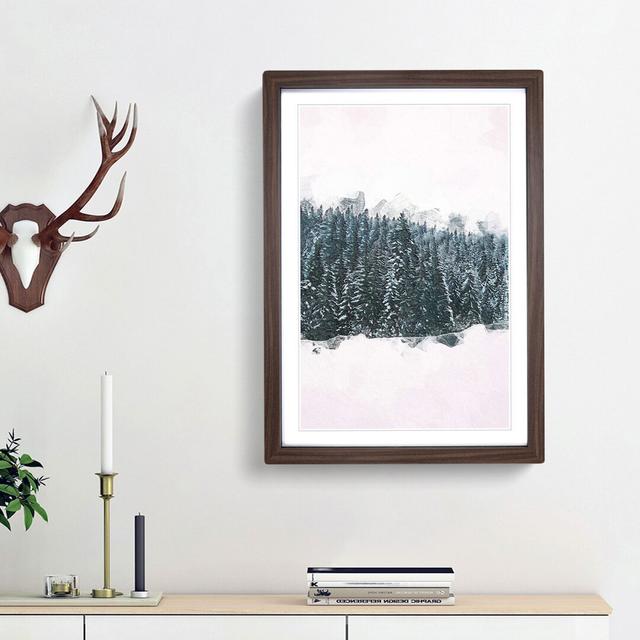 Fir Tree Forest in Winter in Abstract - Picture Frame Painting Print on MDF East Urban Home Frame Option: Walnut Framed, Size: 36cm H x 27cm W x 2cm D on Productcaster.