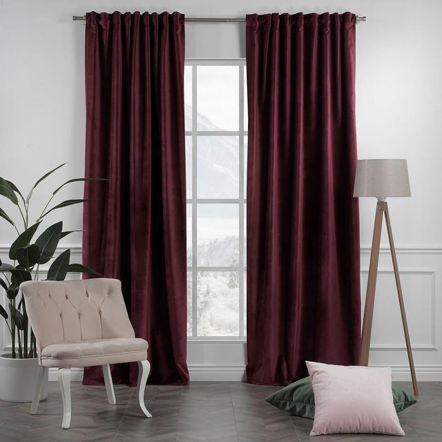 100% Blackout Extra Long & Extra Wide Luxury Matte Velvet Single Curtain Panel Lilijan Home & Curtain Farbe: Blue, Paneel-Größe: 425 H x 280 B cm on Productcaster.