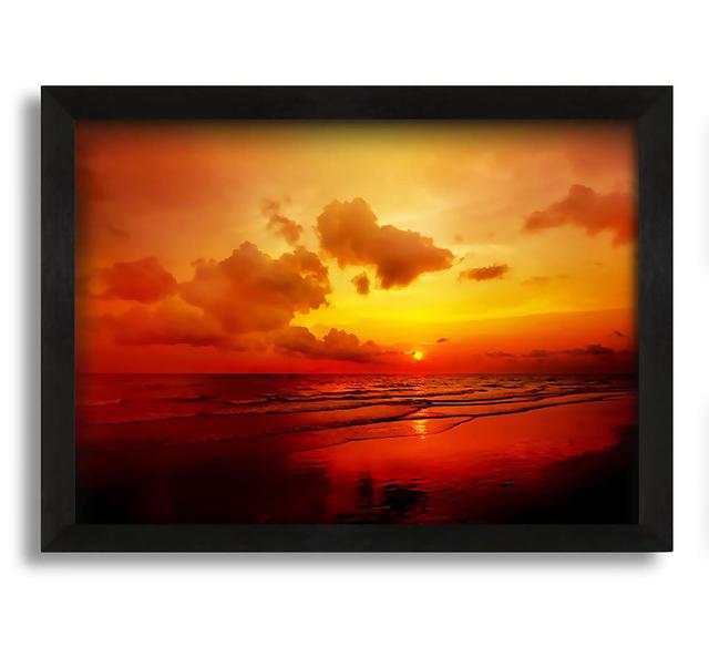 Distant Sunset Ocean Framed Print House of Hampton Size: 42cm H x 60cm W x 10cm D on Productcaster.