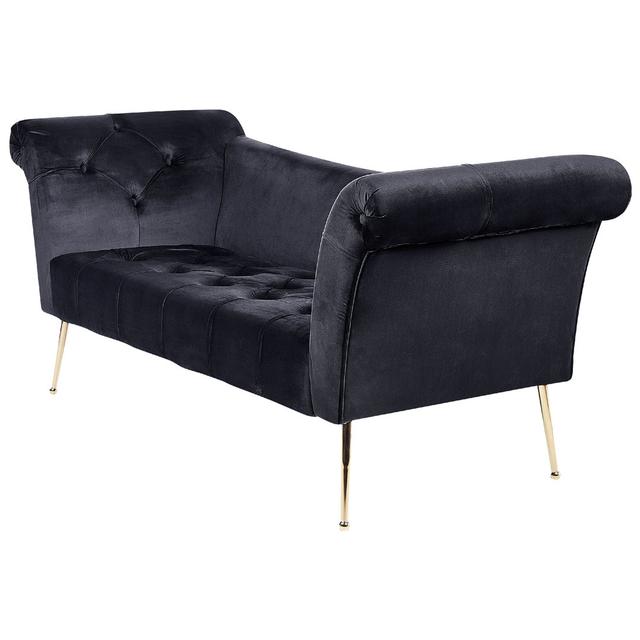 Lotsee Velvet Chaise Lounge Rosdorf Park Upholstery Colour: Black on Productcaster.