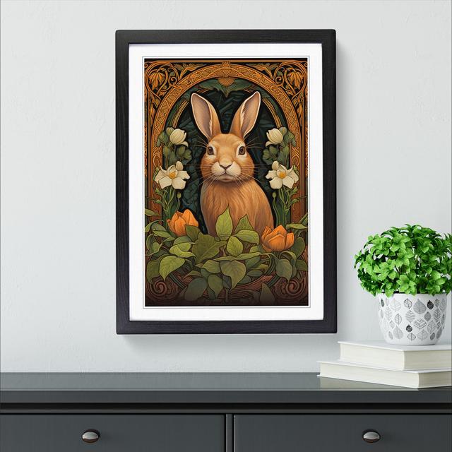 XYZ-FRM-V1223-5328 Rabbit Nouveau No.2 - Single Picture Frame Print on Wood Big Box Art Frame Colour: Black, Size: 64cm H x 46cm W x 2cm D on Productcaster.