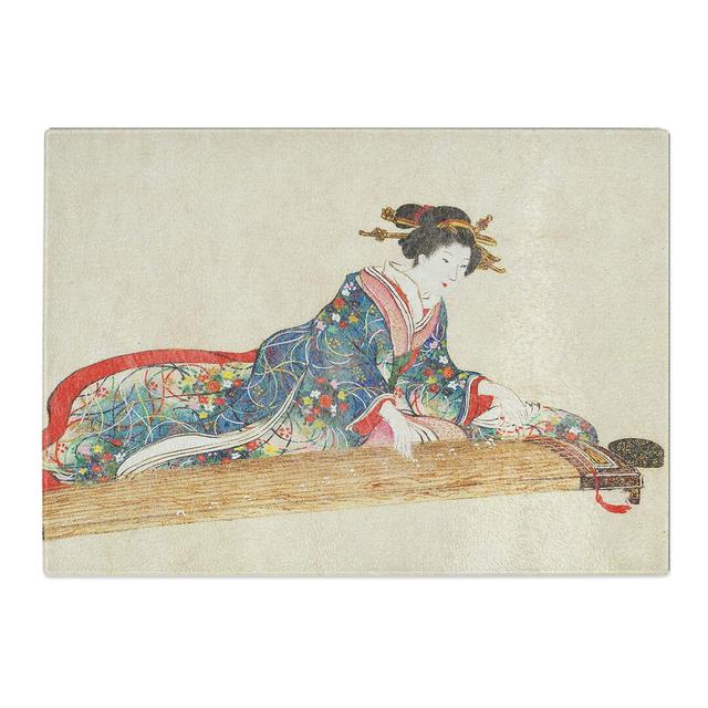 Tempered Glass Lady Playing the Koto Chopping Board East Urban Home Size: 28.5 cm x 20 cm on Productcaster.