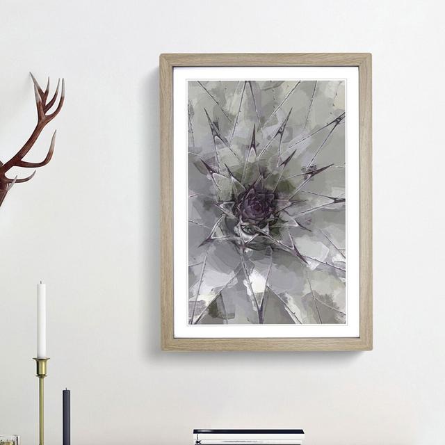 Green & Purple Succulent in Abstract - Picture Frame Graphic Art Print East Urban Home Size: 36cm H x 27cm W x 2cm D, Frame Option: Oak Framed on Productcaster.