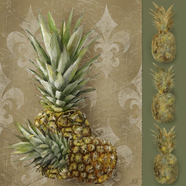 Pineapple Welcome II by Jade Reynolds - Wrapped Canvas Painting Pergo Classics Size: 76cm H x 76cm W on Productcaster.