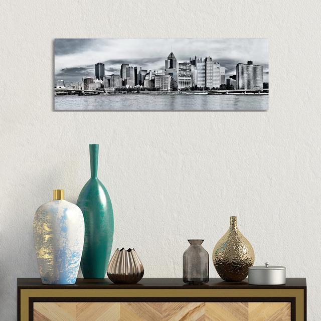 Pittsburgh Skyline Cityscape - Wrapped Canvas Panoramic Print Brayden Studio Size: 30.48cm H x 91.44cm W x 1.905cm D on Productcaster.