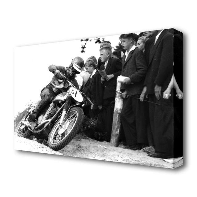 Vintage Motorcross Crowd Number One - Wrapped Canvas Photographic Print East Urban Home Size: 50.8 cm H x 81.3 cm W on Productcaster.