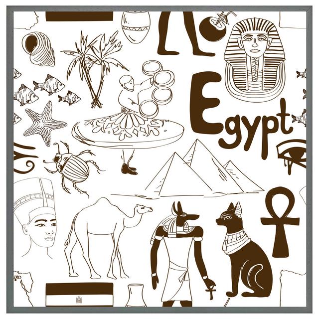 Iselin Hand Drawn Sketch Egypt - Single Picture Frame Print Latitude Vive Format: Grey Framed, Size: 31cm H x 31cm W x 4cm D on Productcaster.