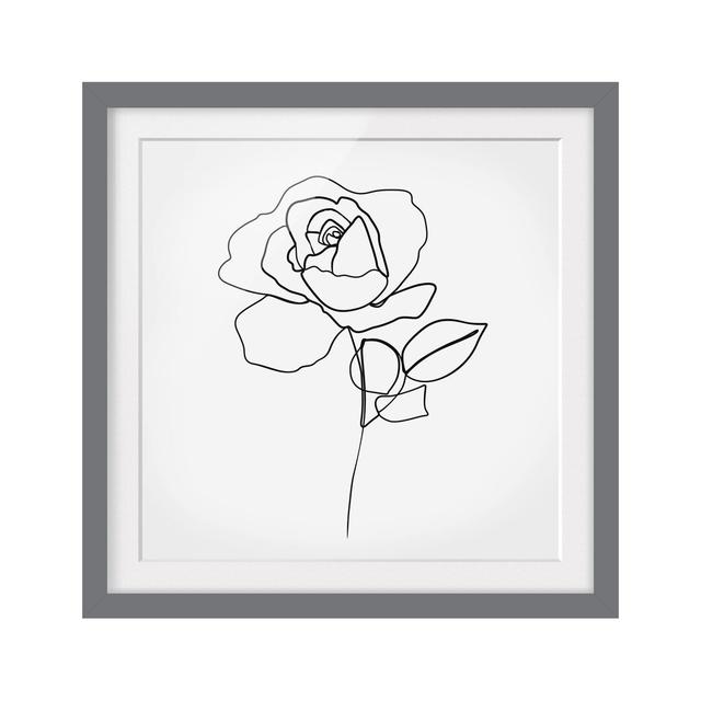 Line Art Rose - Picture Frame Graphic Art ClassicLiving Size: 70cm H x 70cm W x 2cm D, Matte Colour: White, Format: Grey on Productcaster.