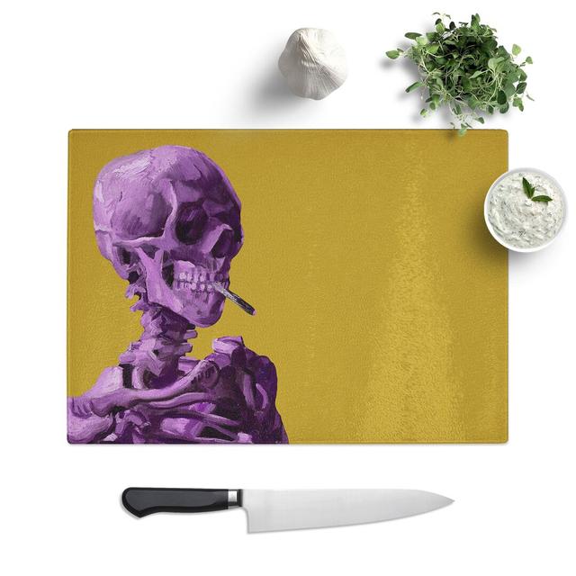 Skull of a Skeleton with Cigarette by Vincent Van Gogh Chopping Board East Urban Home Size: 0.4cm H x 28.5cm W x 39cm L on Productcaster.