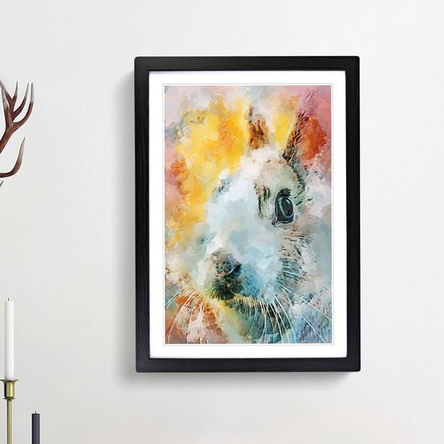 Bunny Rabbit In Abstract - Picture Frame Painting Print East Urban Home Frame Option: Black Framed, Size: 48cm H x 36cm W x 2cm D on Productcaster.