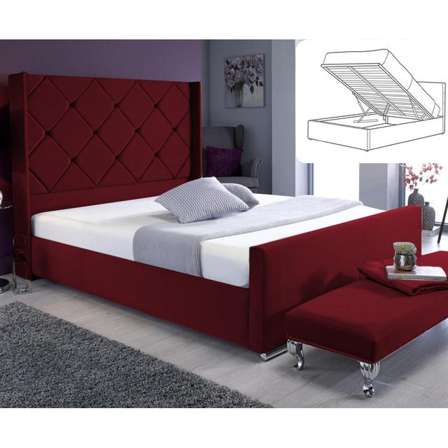 Upholstered Ottoman Bed Britainsleep Size: Kingsize (5'), Colour: Burgundy on Productcaster.