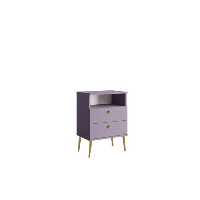 Abbegayle bedside table with a drawer, golden handles and feet Fairmont Park Colour: Purple on Productcaster.