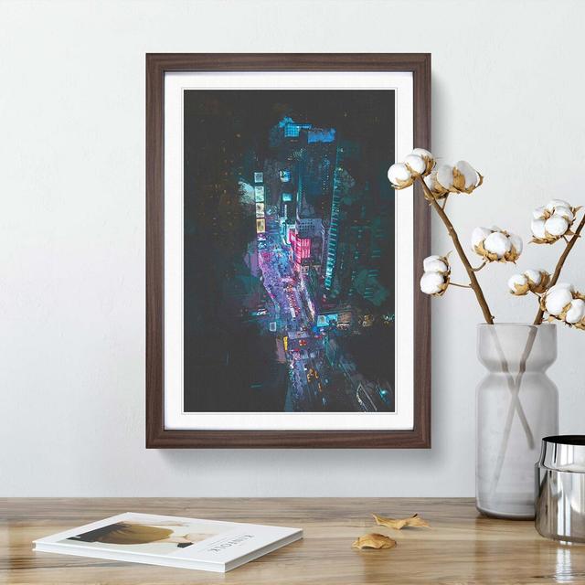 Looking at Times Square in New York in Abstract - Picture Frame Graphic Art Print on MDF East Urban Home Frame Option: Walnut, Size: 91cm H x 60cm W x on Productcaster.