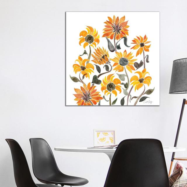 Sunflower Watercolor by Cat Coquillette - Wrapped Canvas Painting ClassicLiving Size: 93.98cm H x 93.98cm W x 3.81cm D on Productcaster.