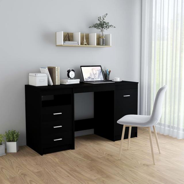 Augusts Desk 17 Stories Frame Colour: Black, Top Colour: Black on Productcaster.