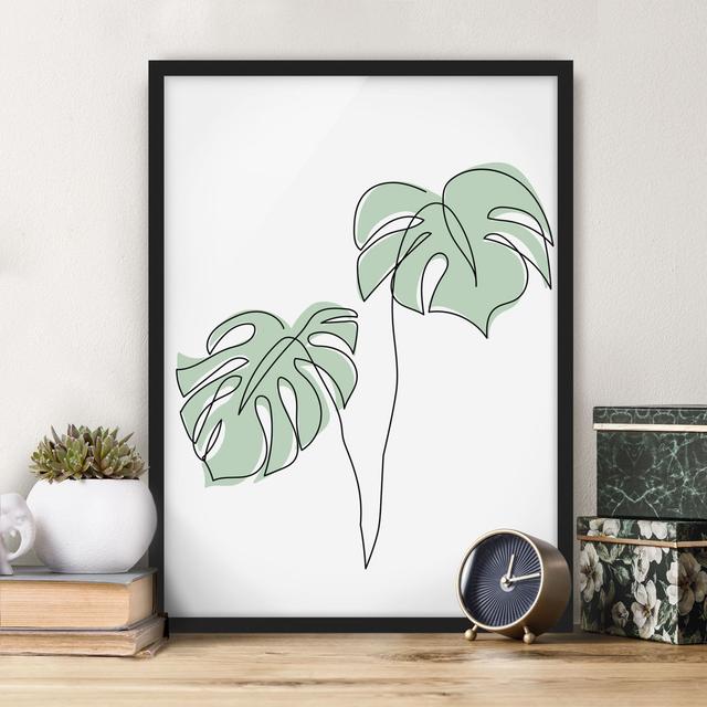 Leaves Monstera Line Art - Picture Frame Graphic Art Bay Isle Home Frame Option: Black, Size: 70cm H x 50cm W x 2cm D on Productcaster.