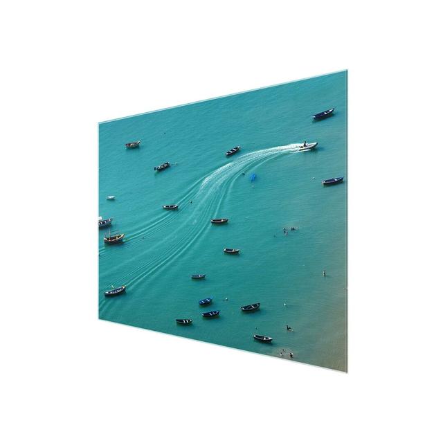 Anchoring Fishing Boats - Photograph Print on Glass East Urban Home Size: 75 cm H x 100 cm W x 0.4 cm D on Productcaster.