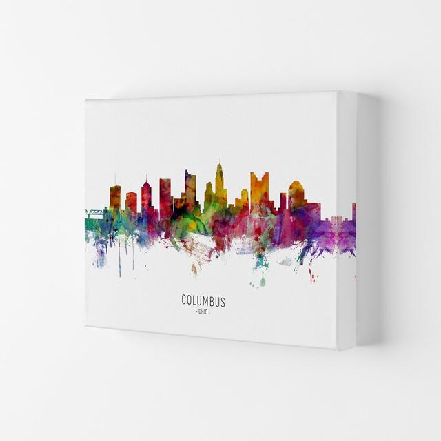 Columbus Ohio Skyline by Michael Tompsett - Graphic Art Print Ebern Designs Format: Wrapped Canvas, Size: 42cm H x 59.4cm W x 4cm D on Productcaster.