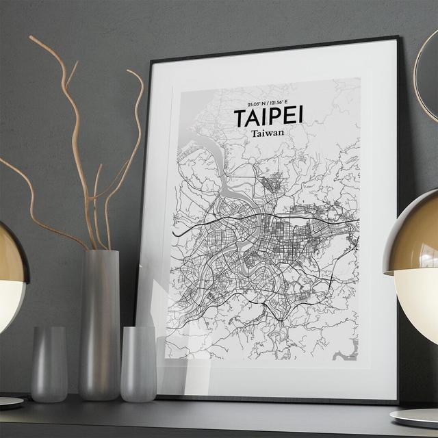 Taipei City Map In Tones - No Frame Print Borough Wharf Size: 36cm H x 24cm W x 0.05cm D on Productcaster.