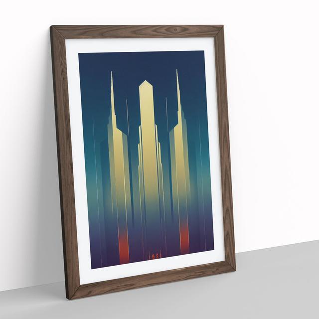 Art Deco City Architecture No.8 Skyscraper - Picture Frame Graphic Art 17 Stories Size: 34cm H x 25cm W, Frame Colour: Brown on Productcaster.