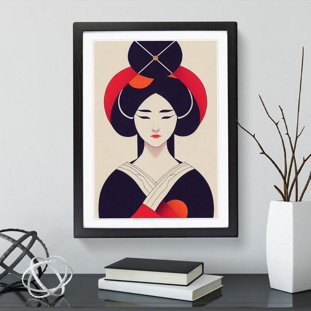 Geisha No.3 - Picture Frame Graphic Art World Menagerie Frame Colour: Black, Size: 34cm H x 25cm W x 2cm D on Productcaster.