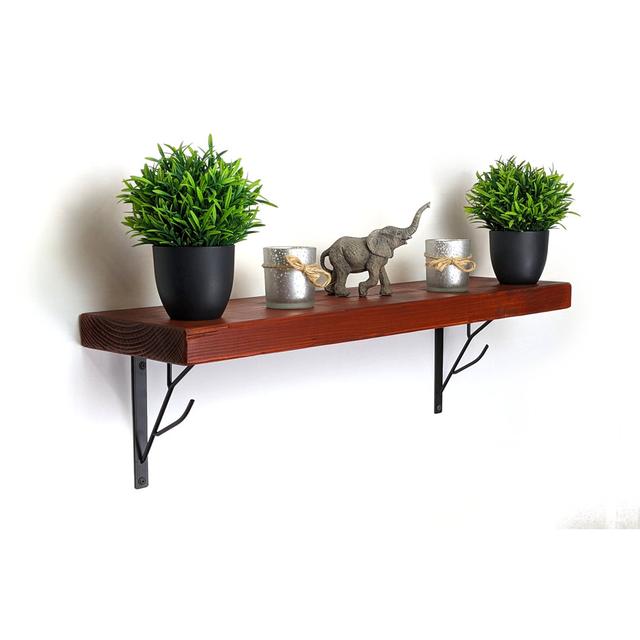 Headen Teak Bracket Shelf with Reclaimed Wood Alpen Home Size: 25cm H x 240cm W x 22cm D on Productcaster.