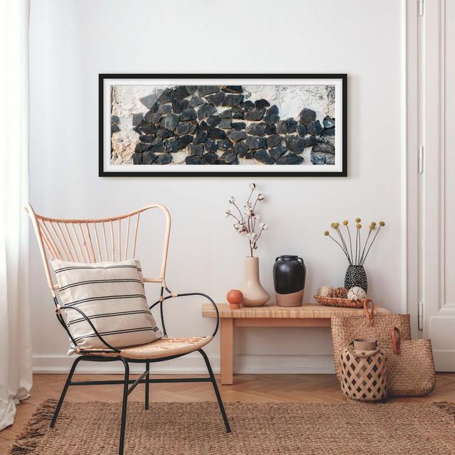 Wall with Black Stones - Picture Frame Graphic Art Union Rustic Size: 40cm H x 100cm W x 2cm D, Frame Option: Black on Productcaster.