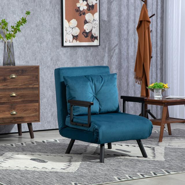 Chualar Single 73cm Upholstered Futon Chair George Oliver Upholstery Colour: Navy on Productcaster.