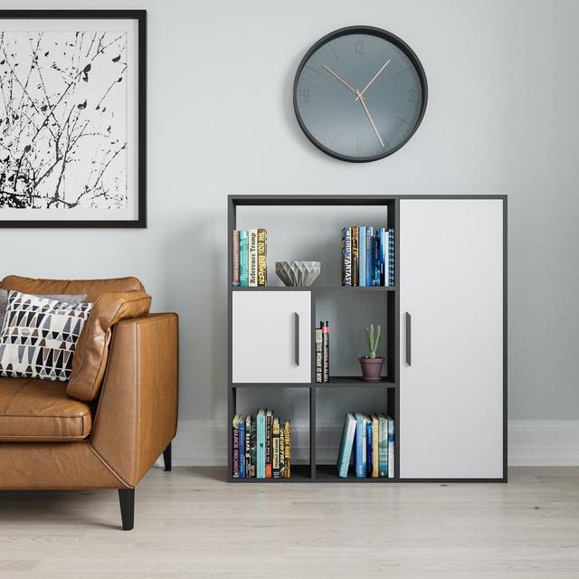 Najja 124.5cm H x 119.4cm W Standard Bookcase Blue Elephant Colour: Anthracite/White on Productcaster.