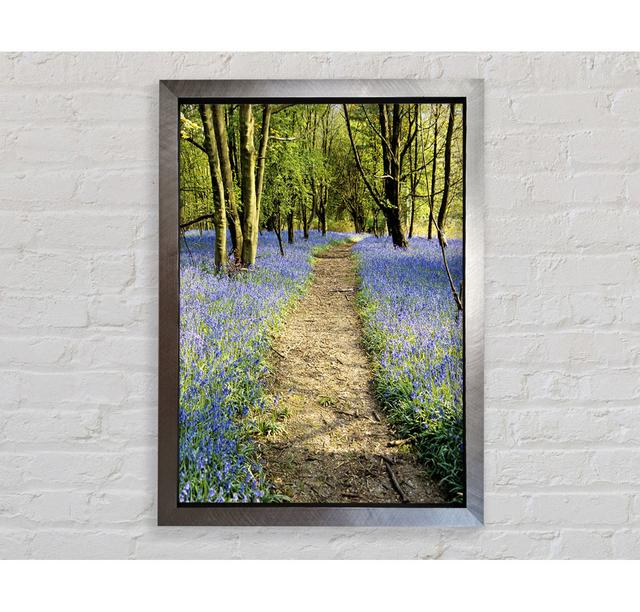 Bluebell Path - Drucken Union Rustic Größe: 42cm H x 59,7cm B x 3,4cm T, Format: Poster mit silberfarbenem Rahmen on Productcaster.