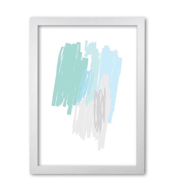 Mint Scribbles Abstract Drawings - Print East Urban Home Format: White Grain Frame, Size: 30 cm H x 21 cm W x 5 cm D on Productcaster.