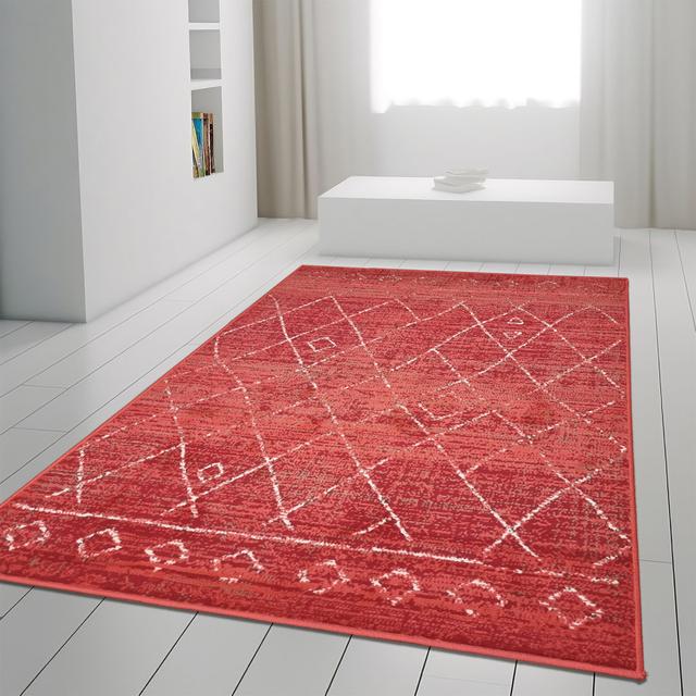 Aymond Machine Woven Red/White Rug Gracie Oaks Rug Size: Rectangle 120 x 170cm on Productcaster.