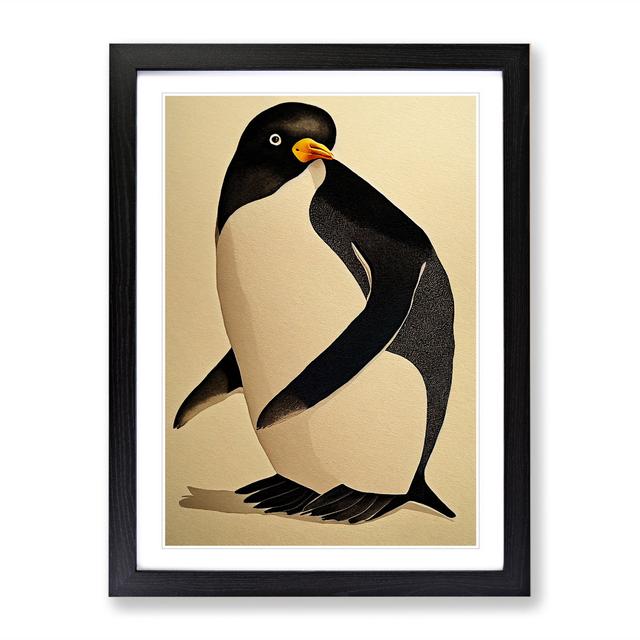 Penguin No.2 - Picture Frame Painting Latitude Run Size: 34cm H x 25cm W x 2cm D, Frame Colour: Black on Productcaster.