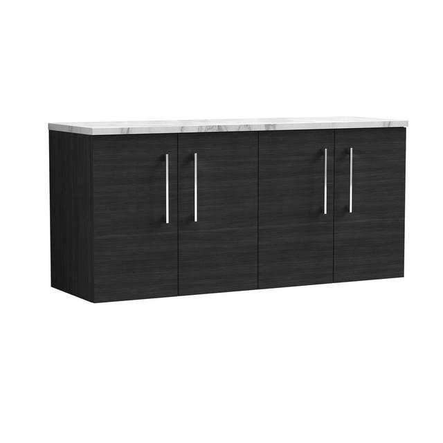 Arno 47.44cm Double Bathroom Vanity Base Only Nuie Base Finish: Charcoal Black Woodgrain on Productcaster.