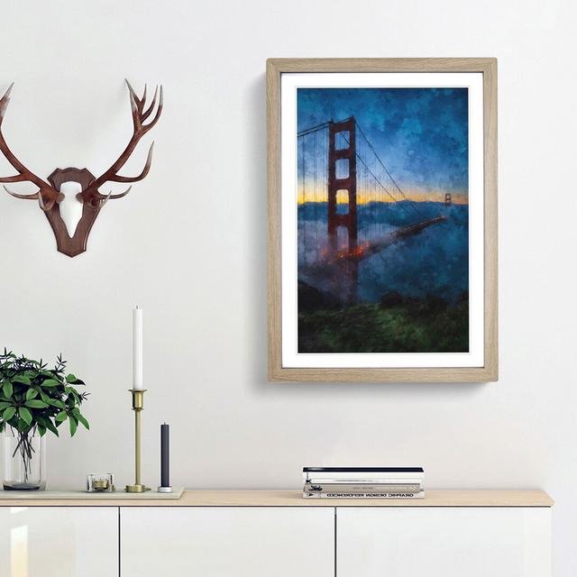 Mist over the Golden Gate Bridge - Picture Frame Painting Print East Urban Home Size: 63cm H x 45cm W x 2cm D, Frame Option: Oak Framed on Productcaster.