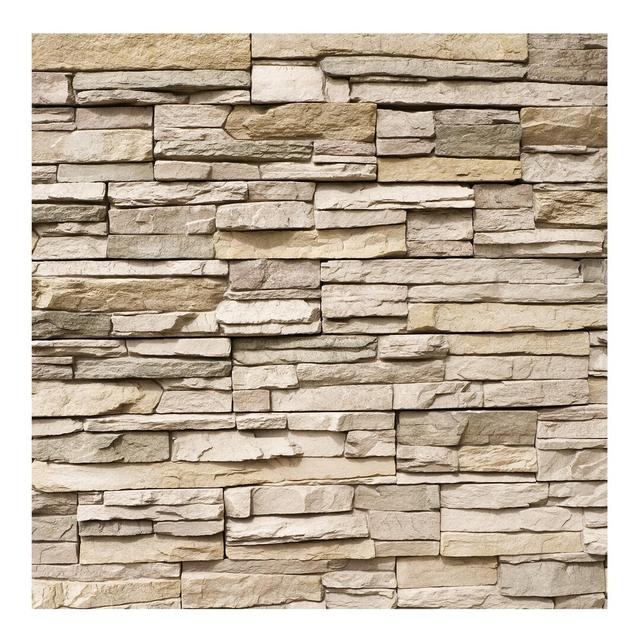 Asian Stone Wall - Large, Light Stone Wall 3.36m x 3.36m Textured Matte Peel & Stick Wall Mural East Urban Home Size: 1.92m L x 1.92m W on Productcaster.