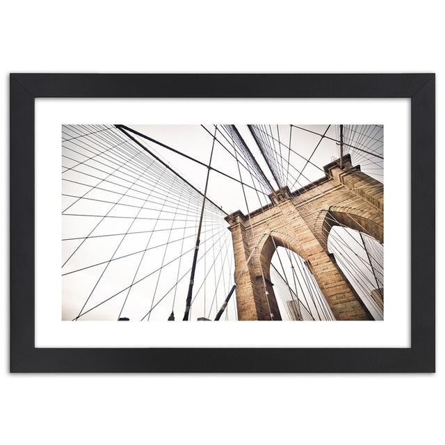 Construction of Brooklyn Bridge - Picture Frame Photograph 17 Stories Size: 70cm H x 100cm W x 2cm D on Productcaster.