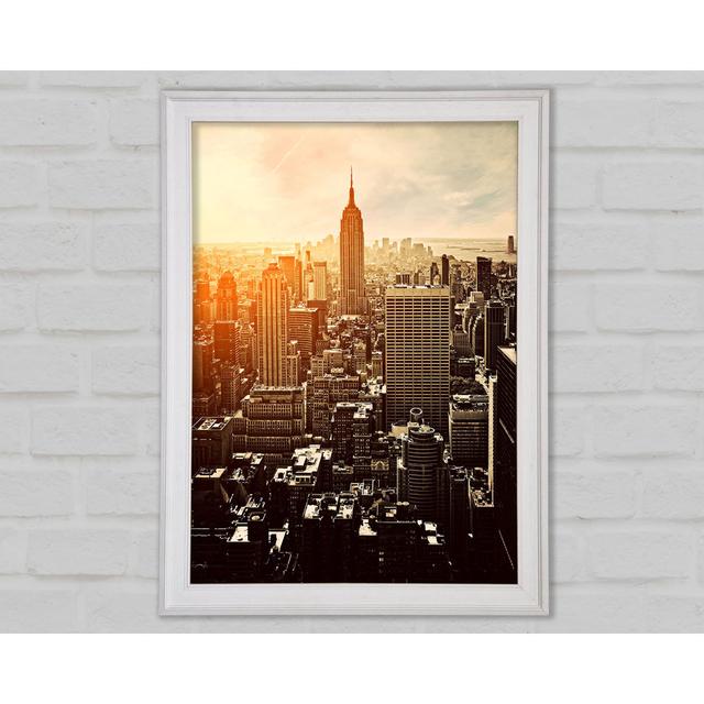 Empire State Building Sun Glow Framed Print Ebern Designs Size: 84.1cm H x 59.7cm W x 1.5cm D on Productcaster.