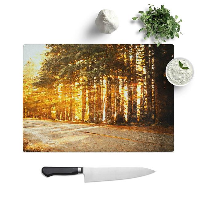 Tempered Glass Sunlight Through the Forest Chopping Board East Urban Home Size: 28.5 cm W x 20 cm L on Productcaster.