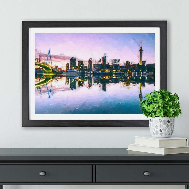 Auckland Skyline In New Zealand - Single Picture Frame Painting East Urban Home Size: 62cm H x 87cm W x 2cm D, Frame Option: Black on Productcaster.