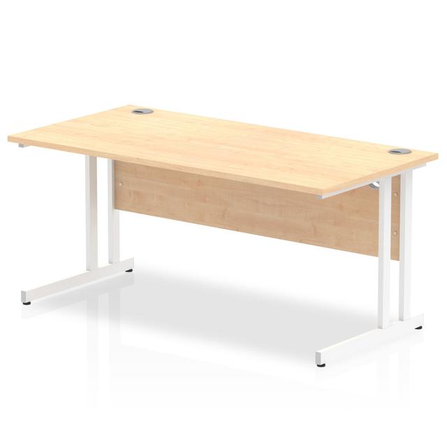 Ladajah Commercial Use Rectangular Computer Desk Inbox Zero Frame Colour: White, Top Colour: Beige, Size: 73cm H x 160cm W x 80cm D on Productcaster.