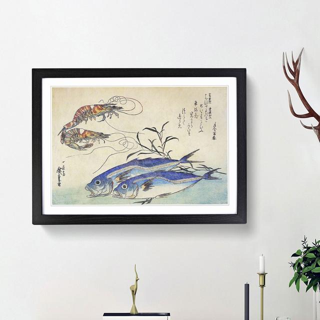 Mackerel and Prawns by Utagawa Hiroshige - Picture Frame Painting Print East Urban Home Frame Option: Black Framed, Size: 36cm H x 48cm W x 2cm D on Productcaster.