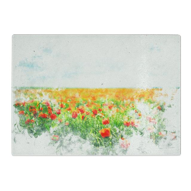 Tempered Glass Poppy Field Dreams Chopping Board East Urban Home Size: 28.5 cm x 39 cm on Productcaster.